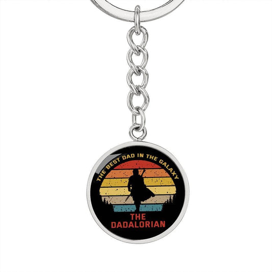 The Dadalorian, High Quality Circle Pendant Keychain, Engravable, Gift for Dad