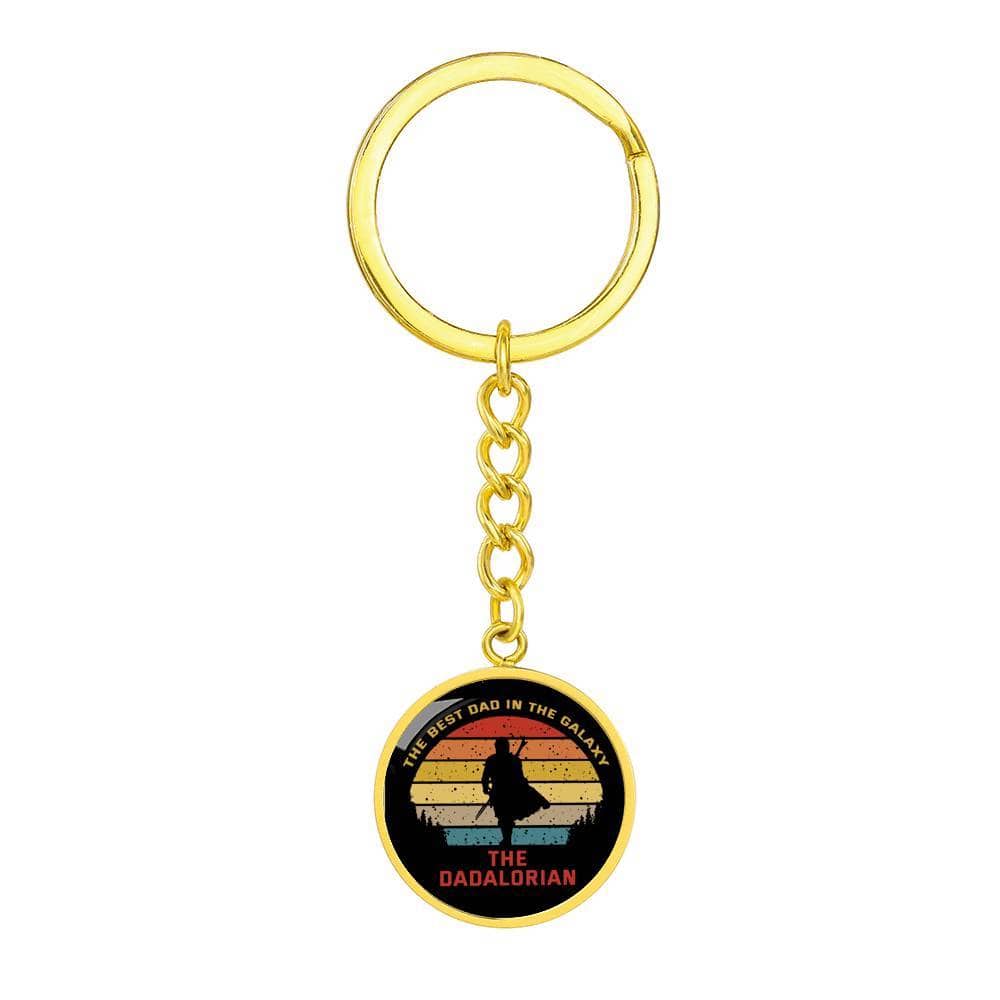 The Dadalorian, High Quality Circle Pendant Keychain, Engravable, Gift for Dad