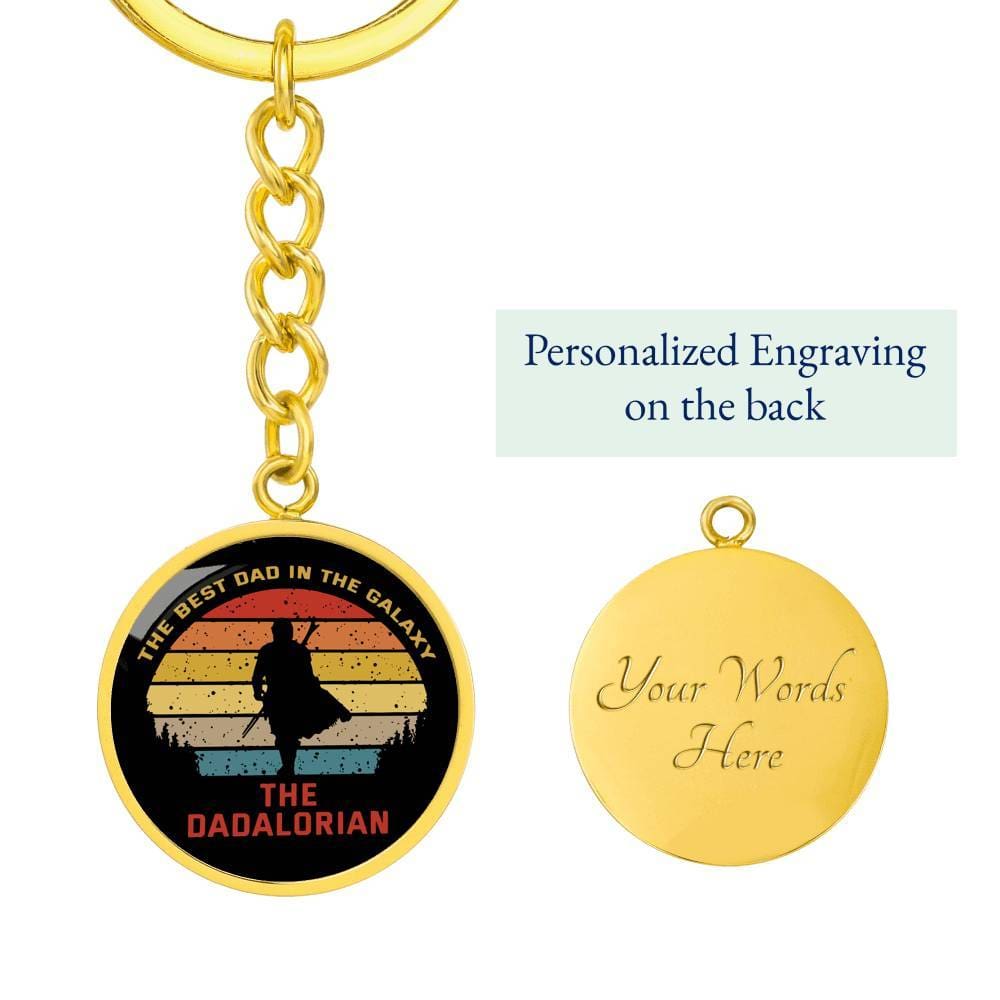 The Dadalorian, High Quality Circle Pendant Keychain, Engravable, Gift for Dad