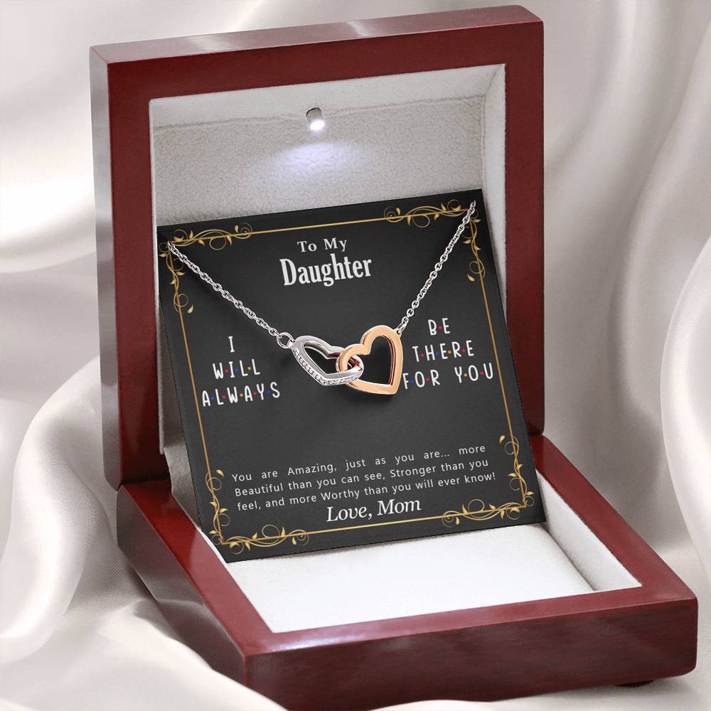 Daughter, I Will Always Be There For You, Interlocking Hearts Necklace