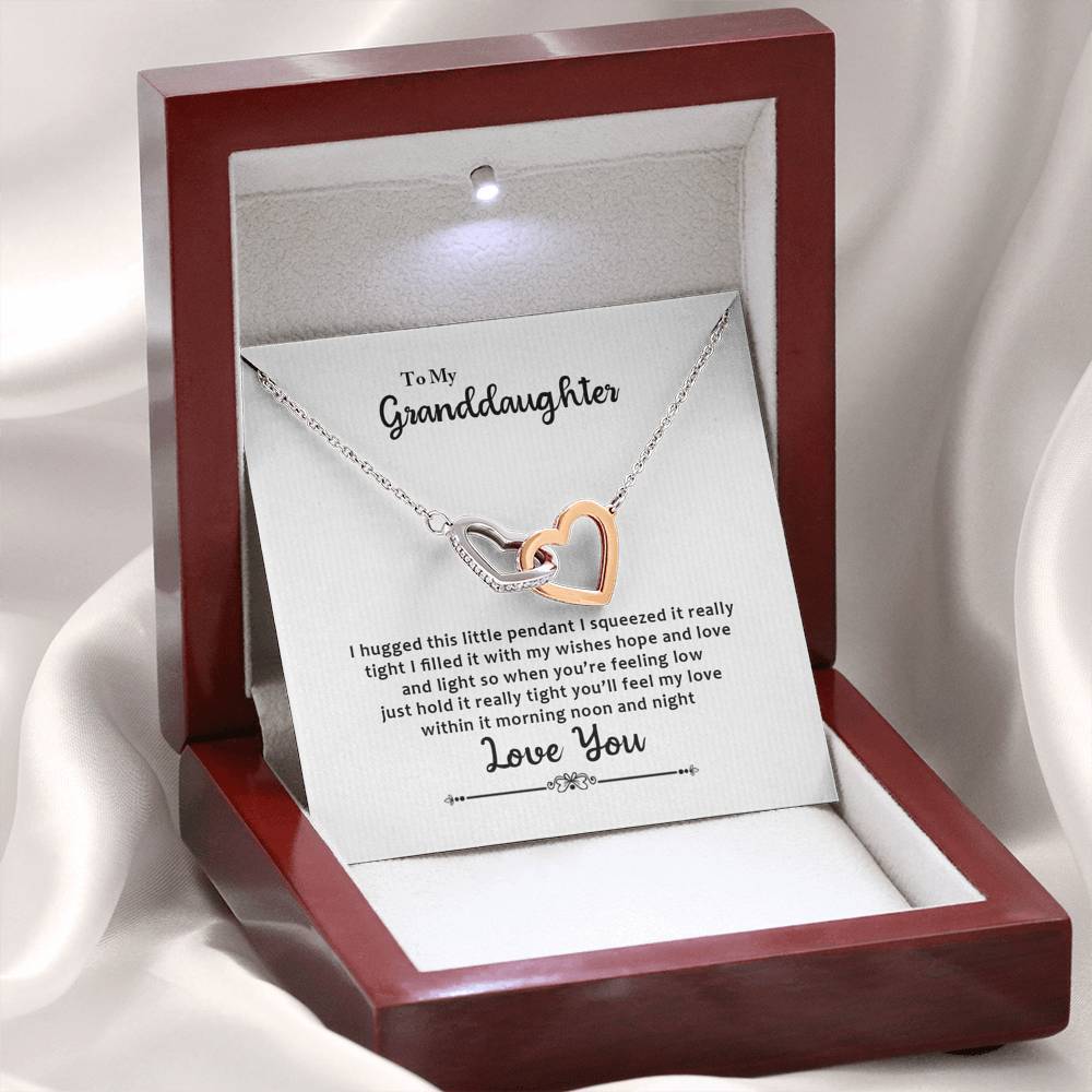 Granddaughter, I Hugged This Little Pendant, Interlocking Hearts Necklace