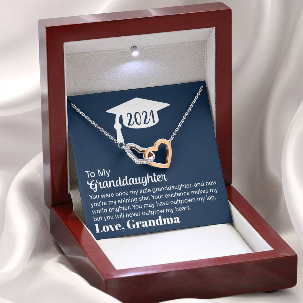 Graduation 2021, To Granddaughter, Interlocking Hearts Necklace