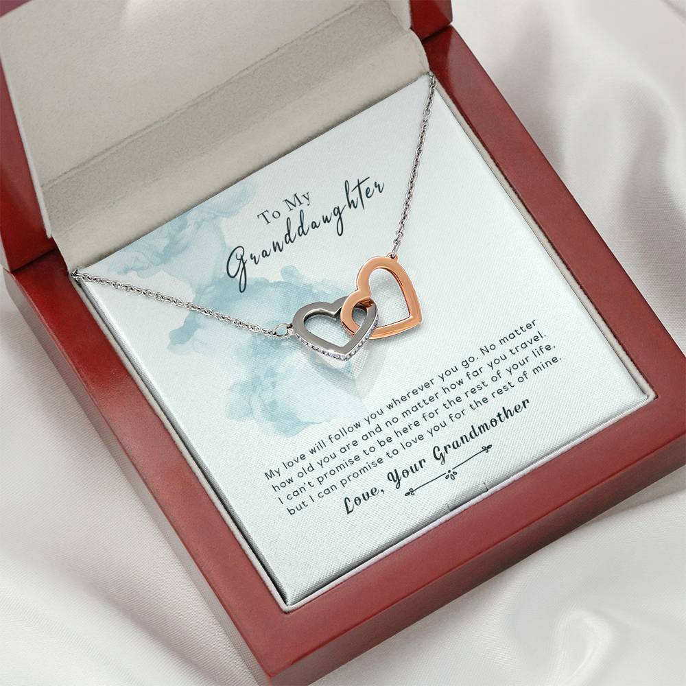 To My Granddaughter - Wherever You Go - Interlocking Hearts Necklace