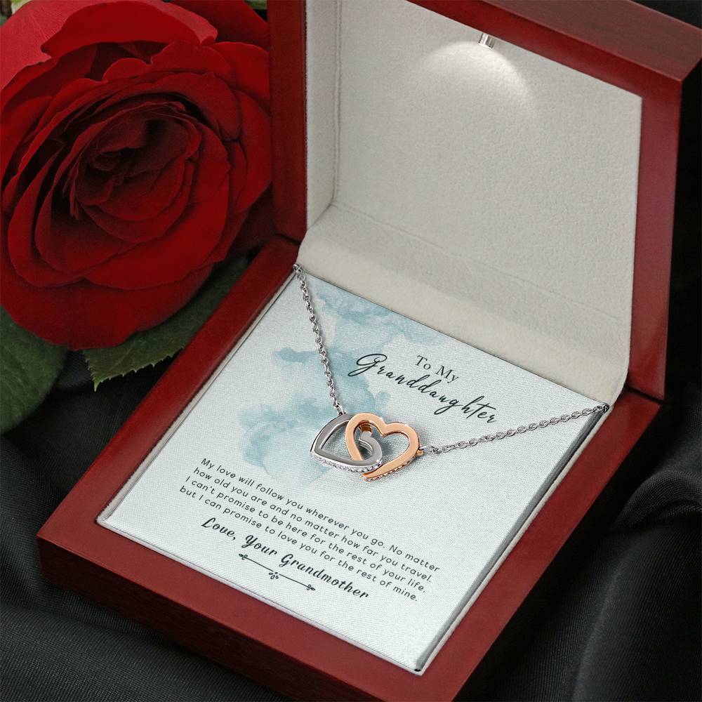 To My Granddaughter - Wherever You Go - Interlocking Hearts Necklace