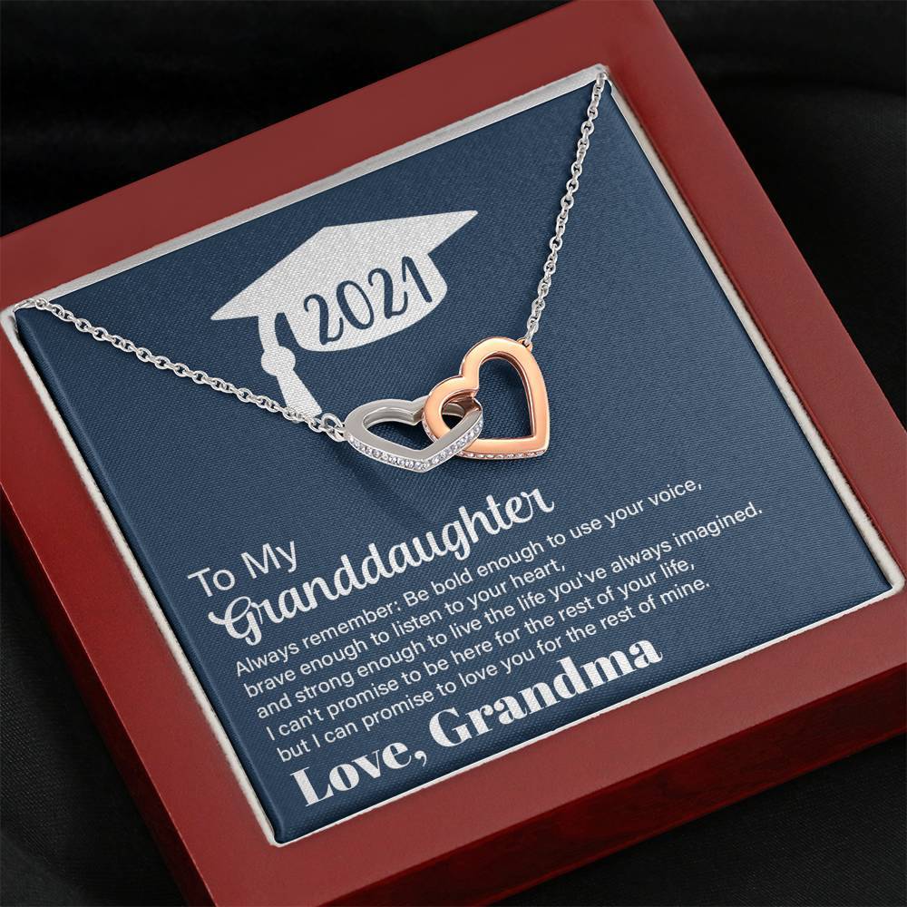 Graduation 2021, To Granddaughter, Interlocking Hearts Necklace, Always Remember