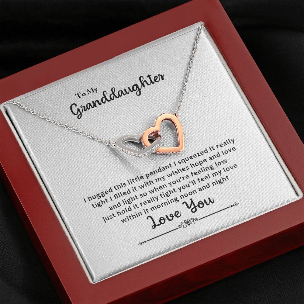 Granddaughter, I Hugged This Little Pendant, Interlocking Hearts Necklace