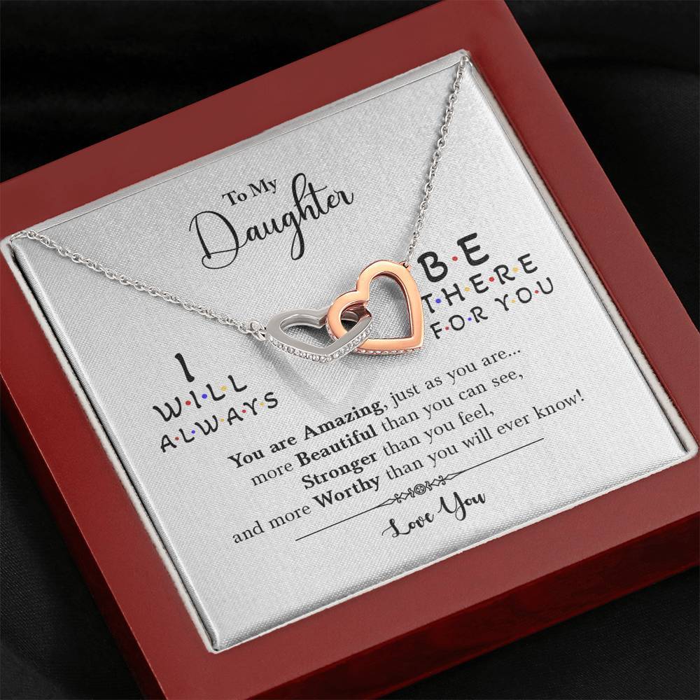 Daughter, I Will Always Be There For You, Interlocking Hearts Necklace