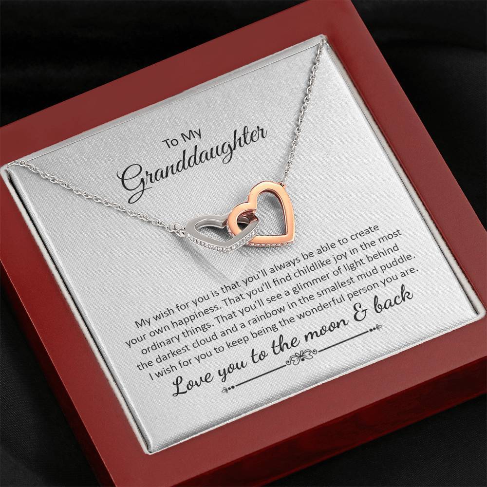 Granddaughter, My Wish, Interlocking Hearts Necklace