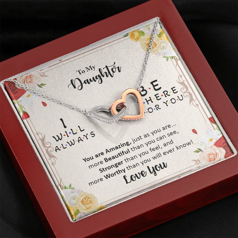 Daughter, I Will Always Be There For You, Interlocking Hearts Necklace
