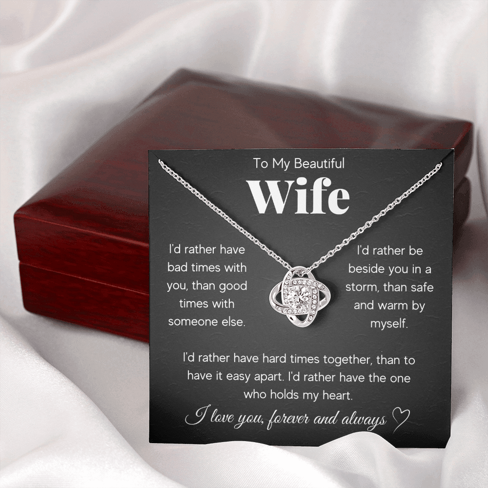 TO MY BEAUTIFUL WIFE RATHER LOVE KNOT NECKLACE GIFT SET