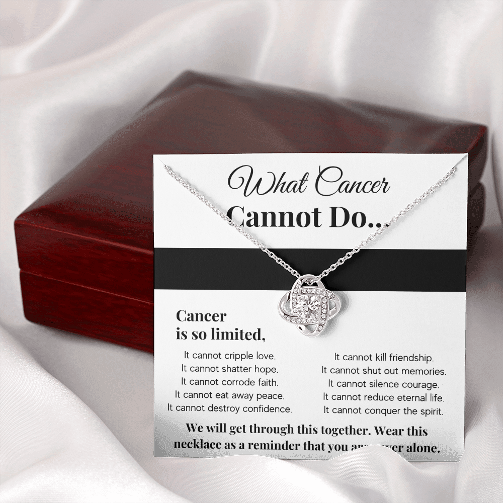 WHAT CANCER CANNOT DO LOVE KNOT NECKLACE GIFT SET