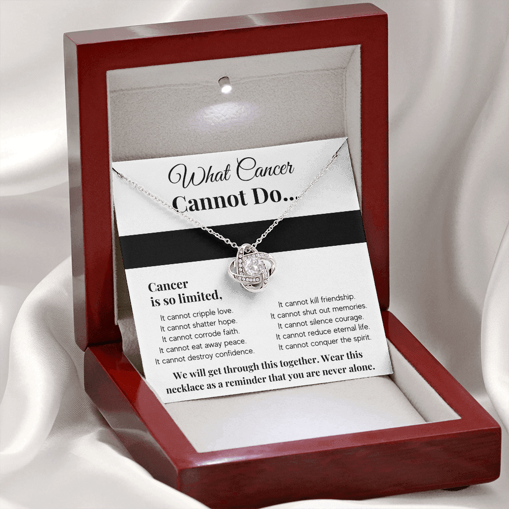 WHAT CANCER CANNOT DO LOVE KNOT NECKLACE GIFT SET