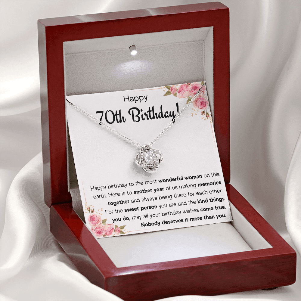 70TH BIRTHDAY MEMORIES LOVE KNOT NECKLACE GIFT SET