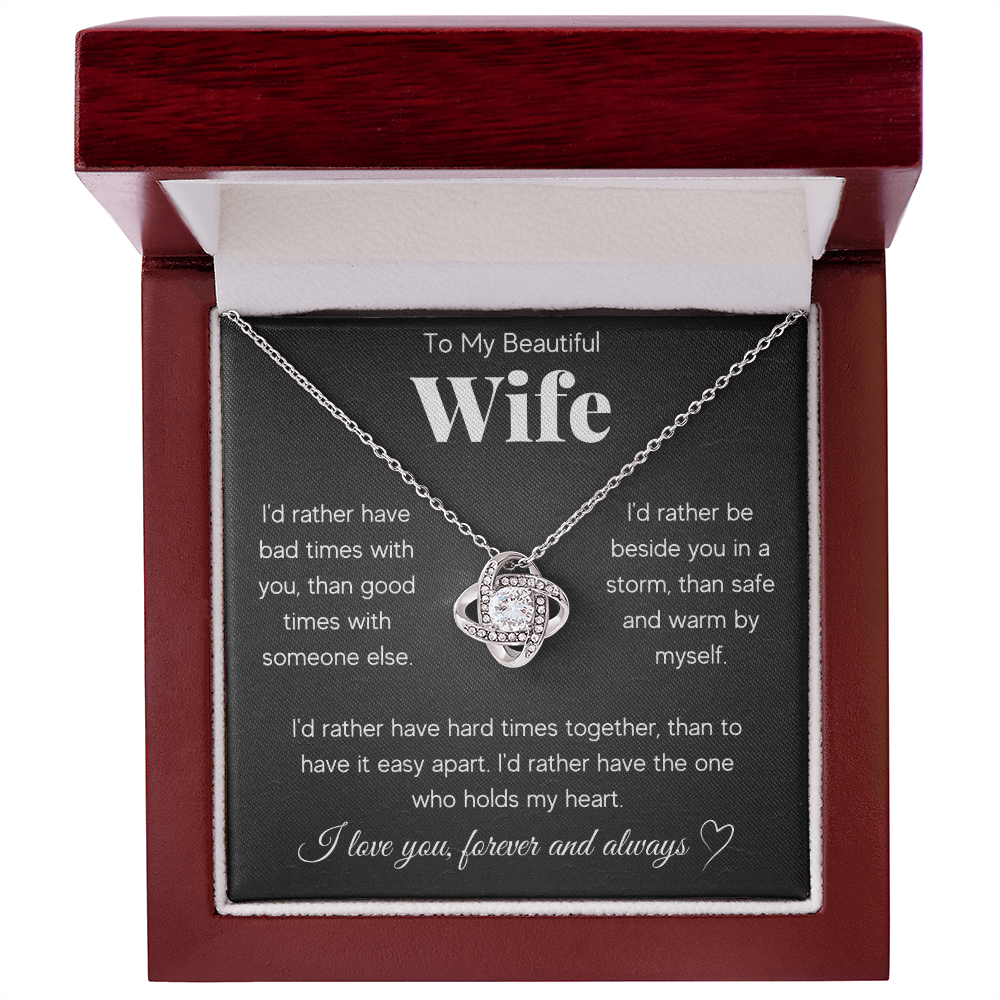 TO MY BEAUTIFUL WIFE RATHER LOVE KNOT NECKLACE GIFT SET