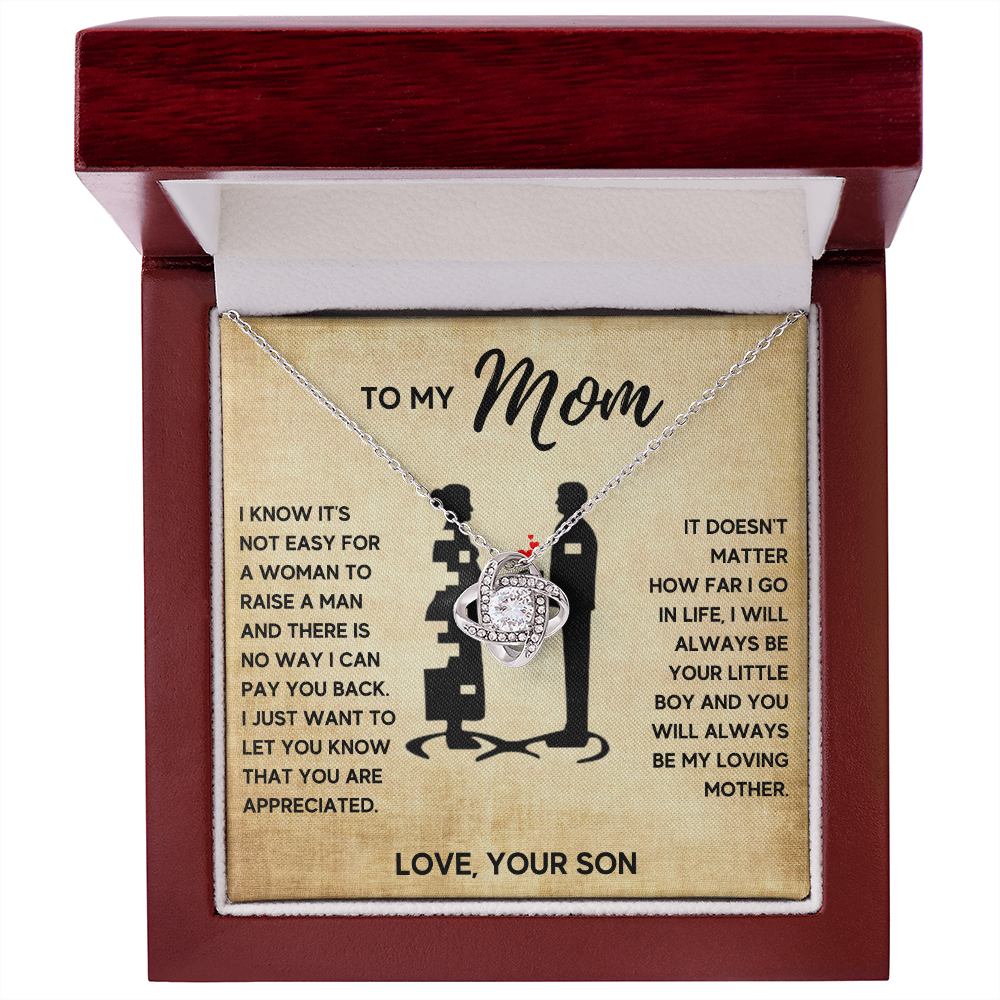 TO MY MOM LITTLE BOY LOVE KNOT NECKLACE GIFT SET