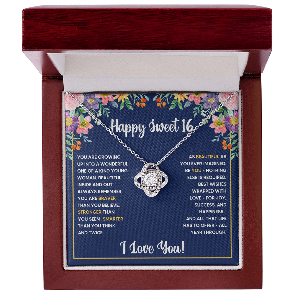 SWEET 16 WRAPPED LOVE KNOT NECKLACE GIFT SET