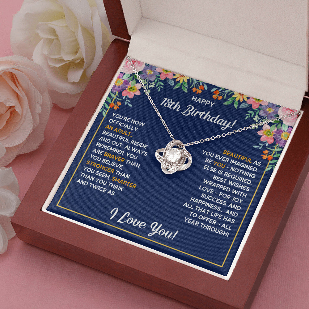 18TH BIRTHDAY WRAPPED LOVE KNOT NECKLACE GIFT SET