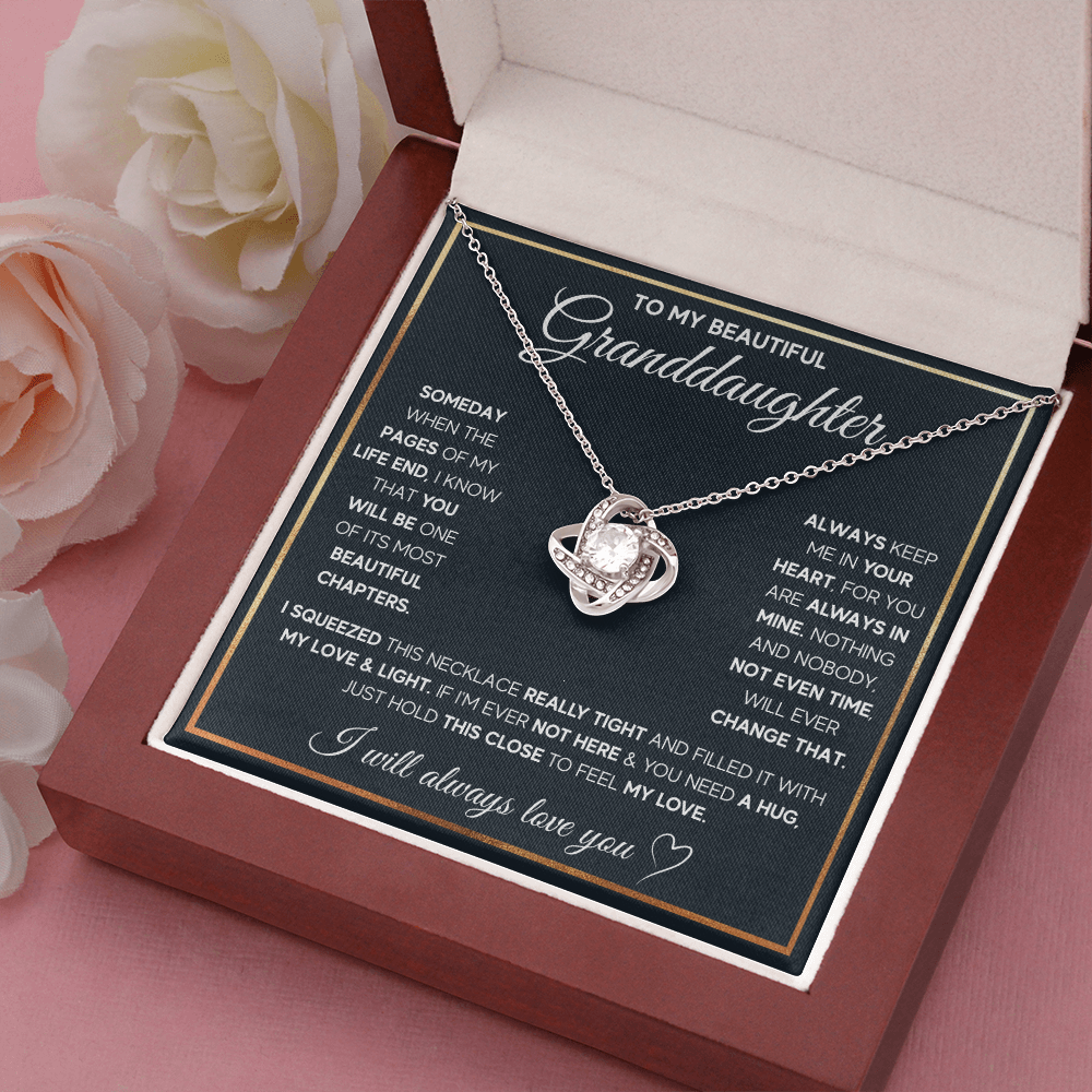 TO MY GRANDDAUGHTER SQUEEZED LOVE KNOT NECKLACE GIFT SET