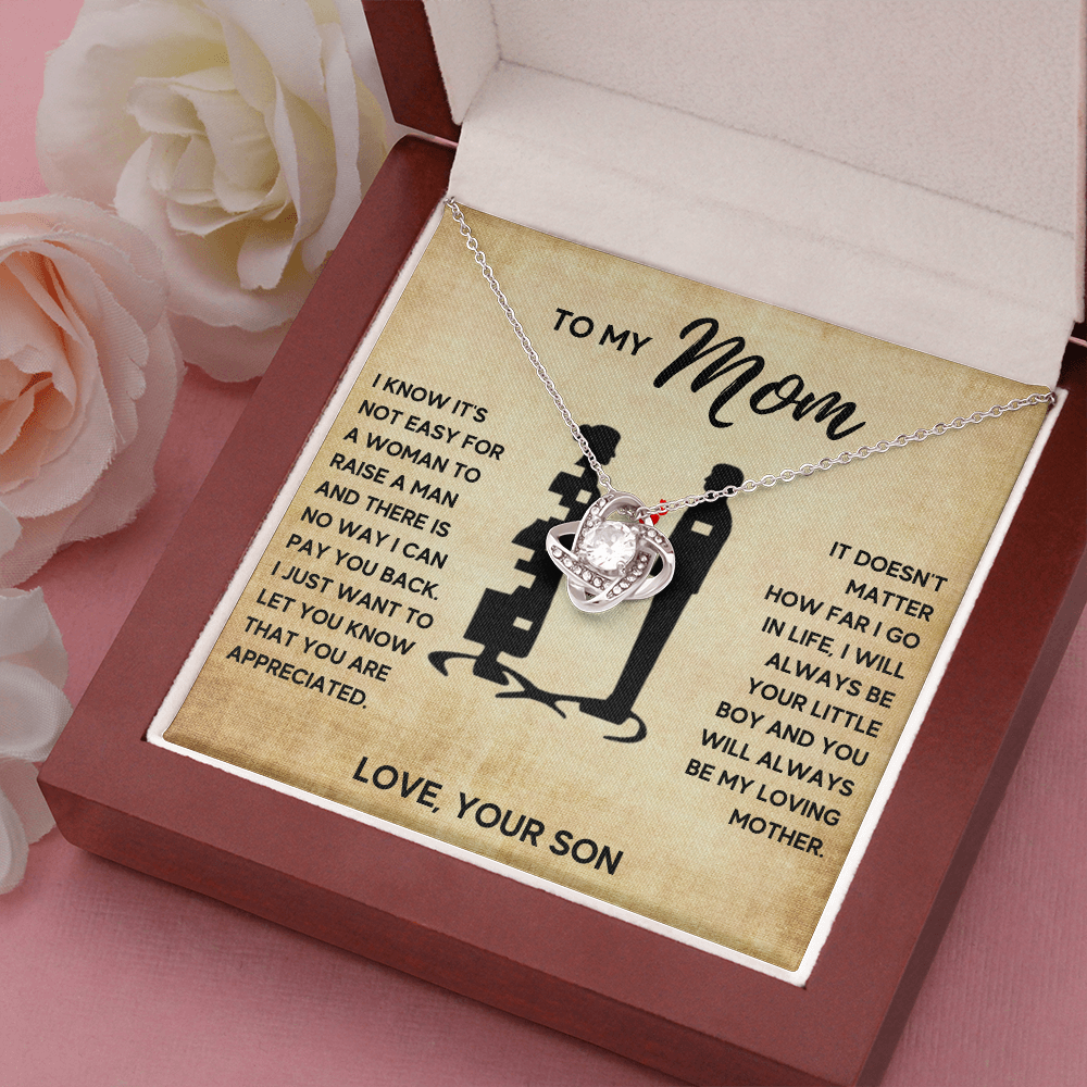 TO MY MOM LITTLE BOY LOVE KNOT NECKLACE GIFT SET