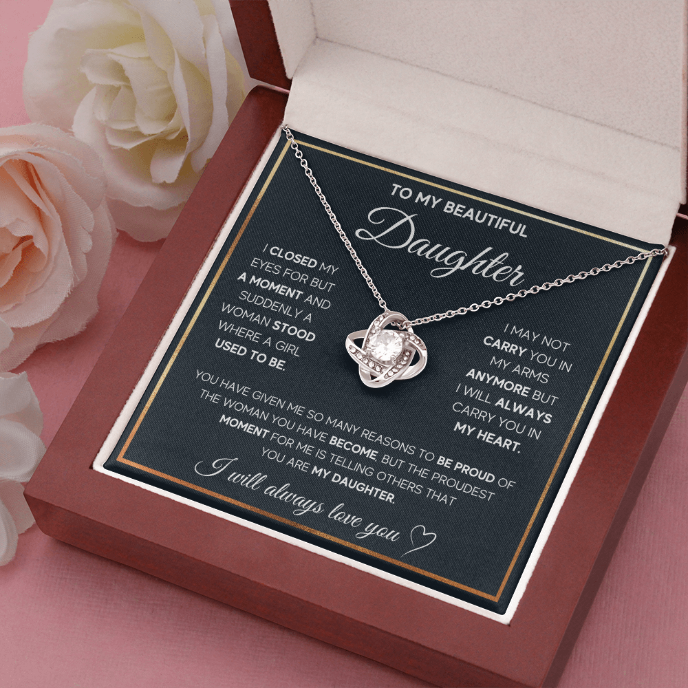 TO MY DAUGHTER PROUD LOVE KNOT NECKLACE GIFT SET