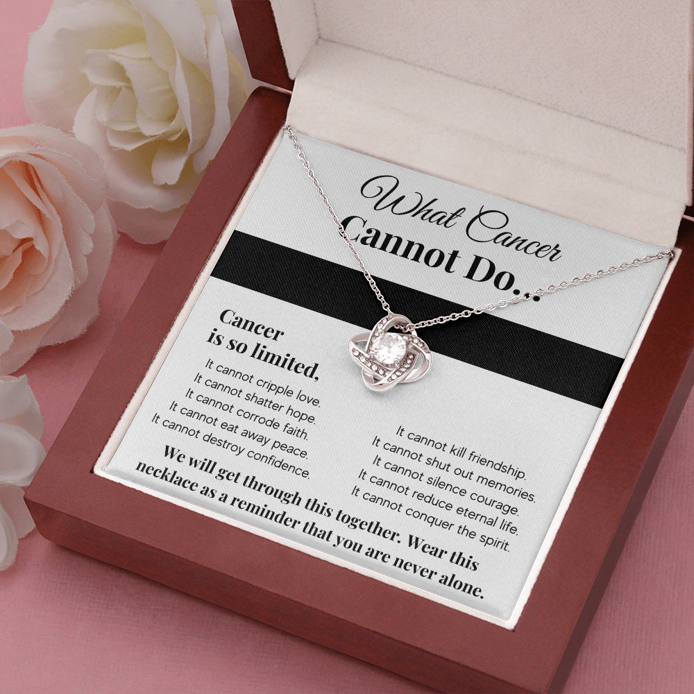 WHAT CANCER CANNOT DO LOVE KNOT NECKLACE GIFT SET