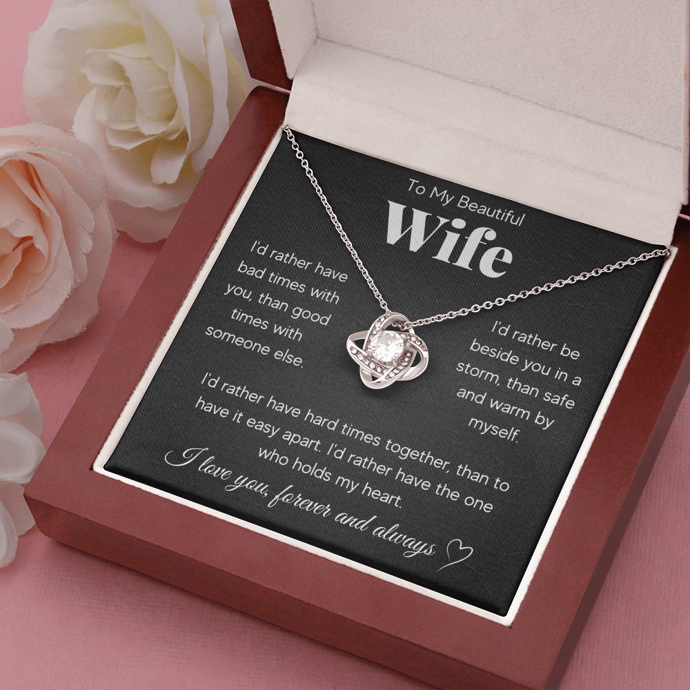 TO MY BEAUTIFUL WIFE RATHER LOVE KNOT NECKLACE GIFT SET