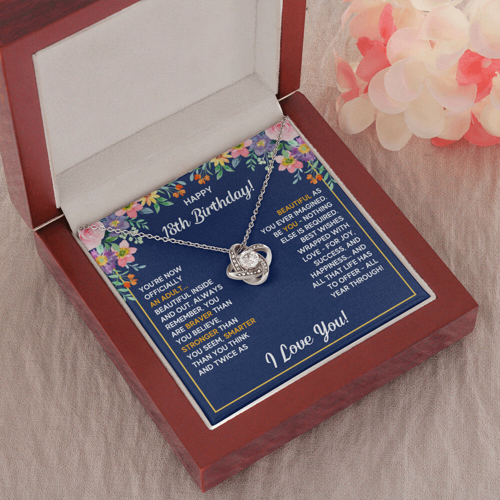 18TH BIRTHDAY WRAPPED LOVE KNOT NECKLACE GIFT SET