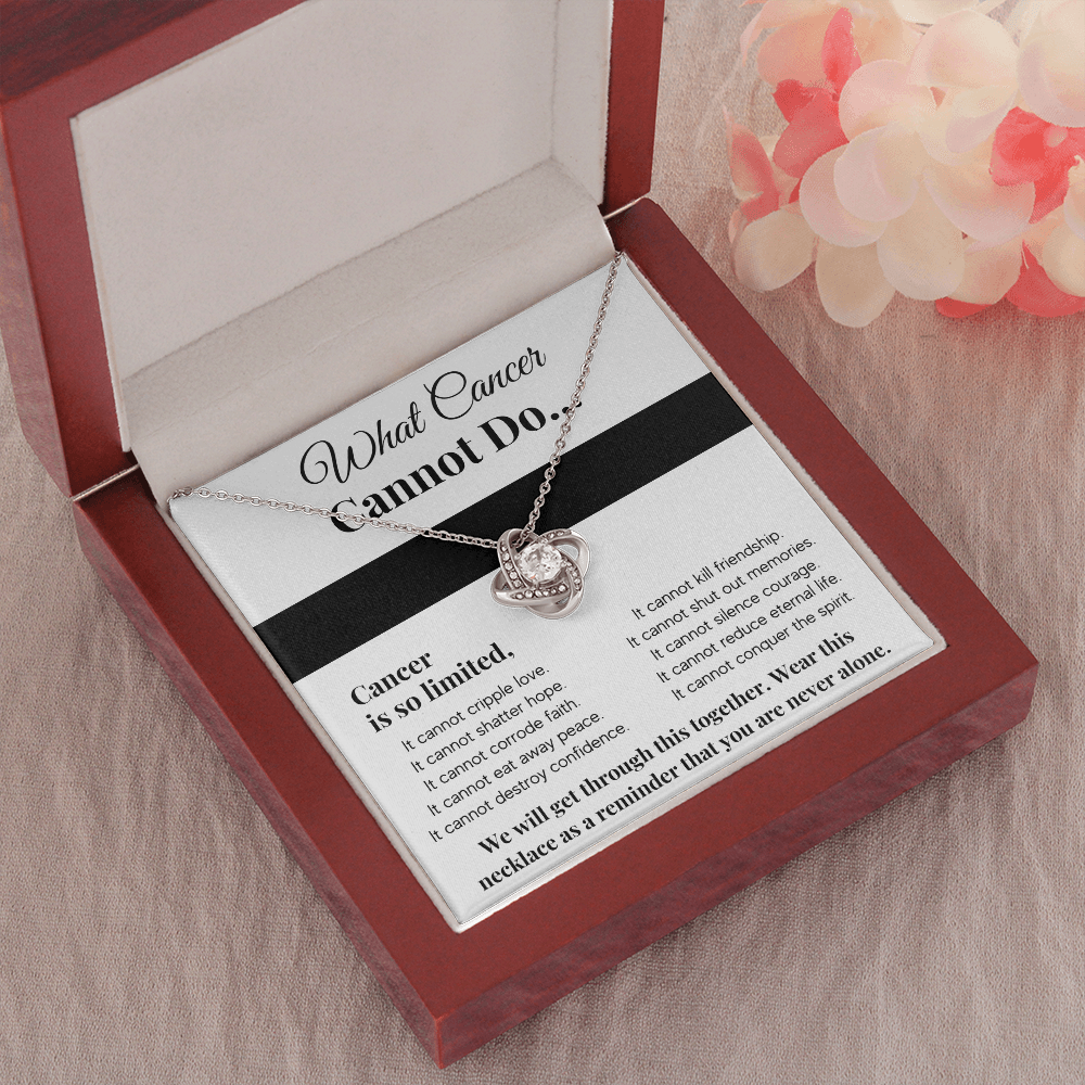 WHAT CANCER CANNOT DO LOVE KNOT NECKLACE GIFT SET