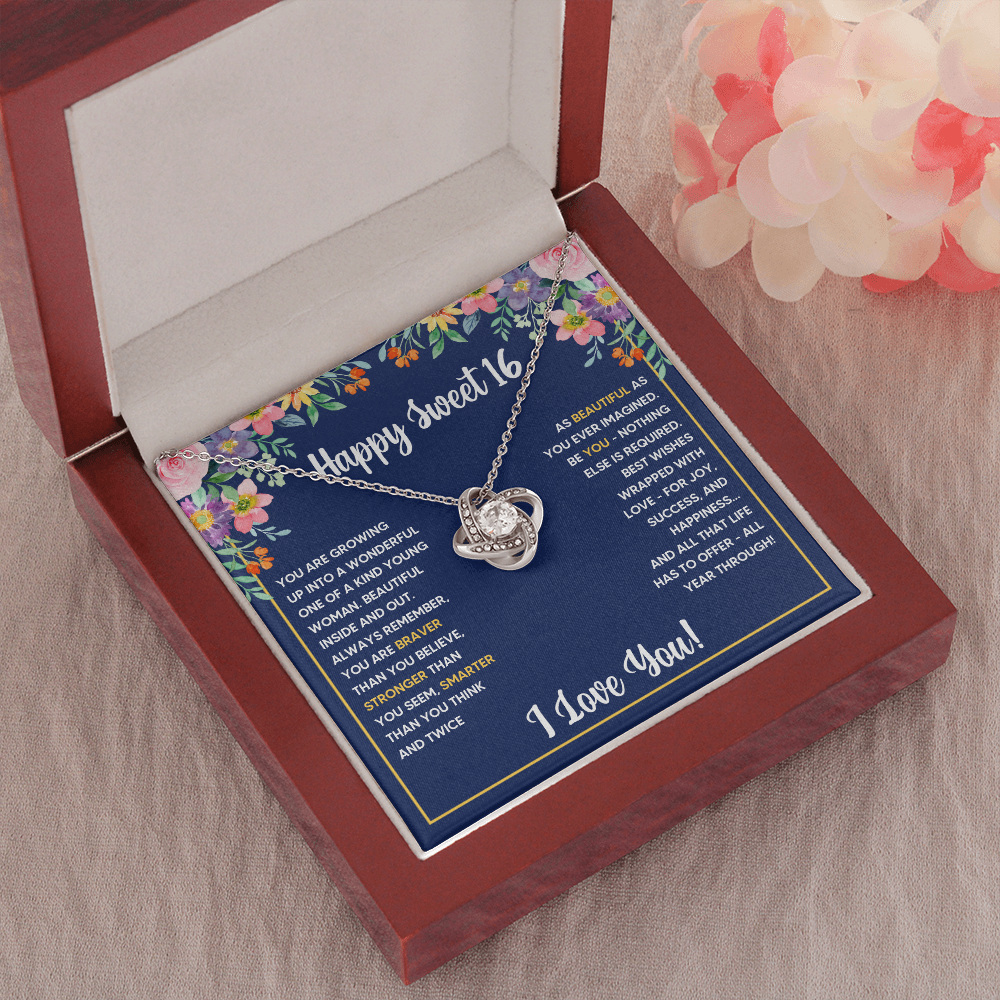 SWEET 16 WRAPPED LOVE KNOT NECKLACE GIFT SET