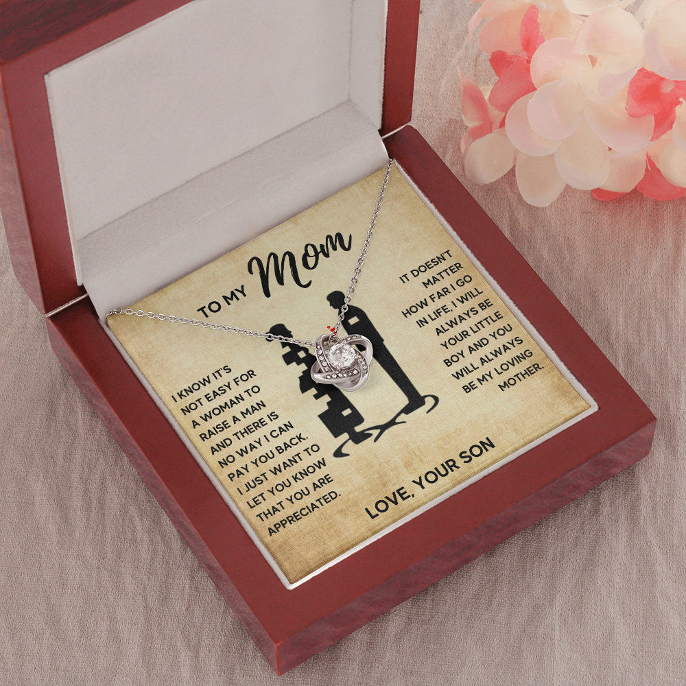 TO MY MOM LITTLE BOY LOVE KNOT NECKLACE GIFT SET