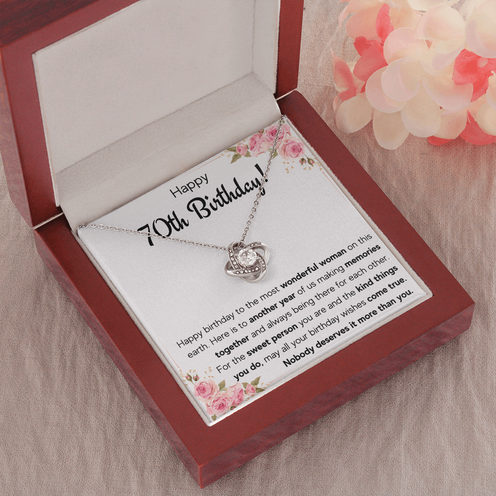 70TH BIRTHDAY MEMORIES LOVE KNOT NECKLACE GIFT SET