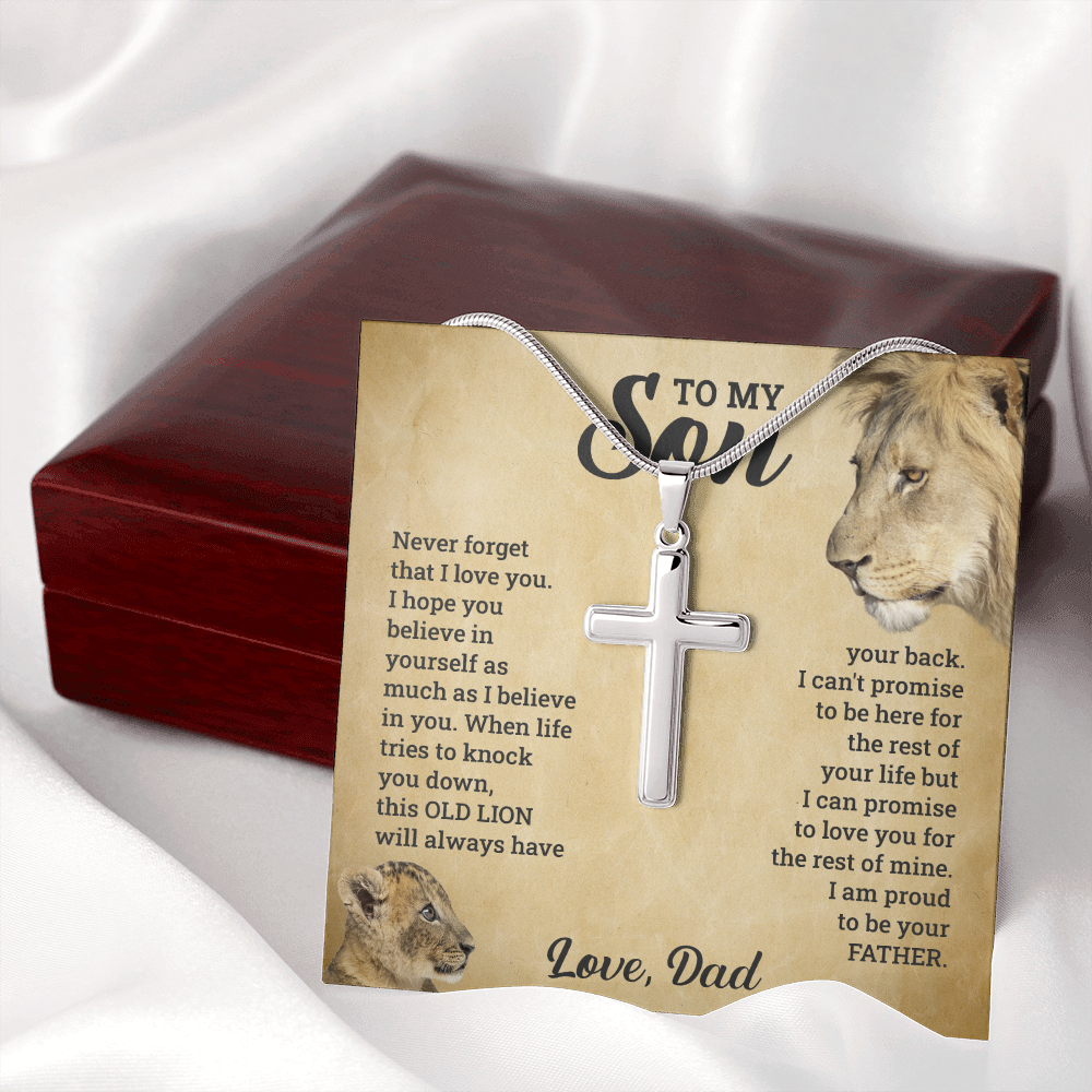 TO MY SON THIS OLD LION NECKLACE GIFT SET