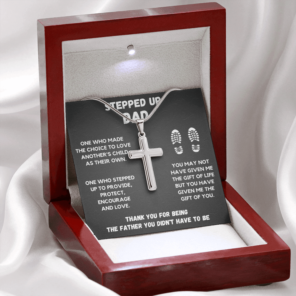 STEPPED UP DAD CROSS NECKLACE GIFT SET