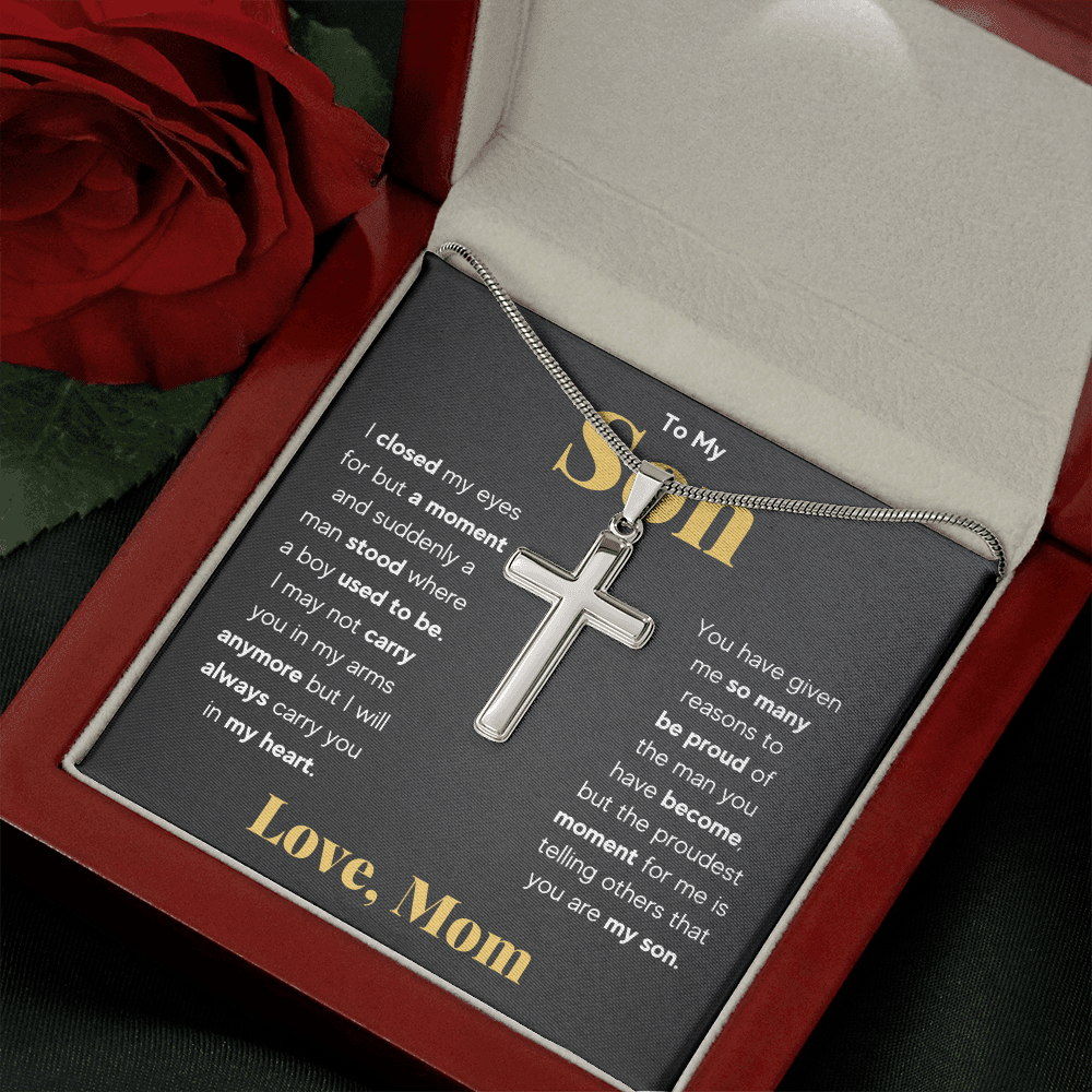 TO MY SON REASONS CROSS NECKLACE GIFT SET