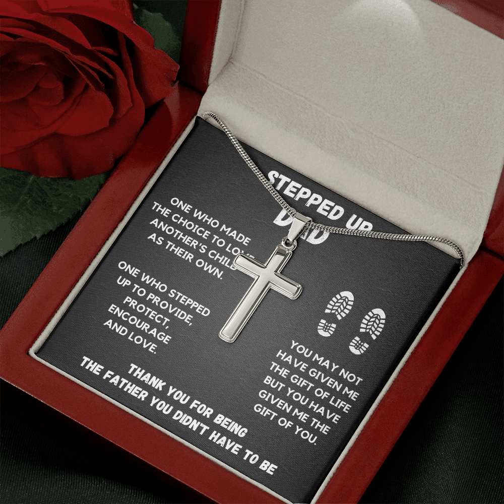 STEPPED UP DAD CROSS NECKLACE GIFT SET