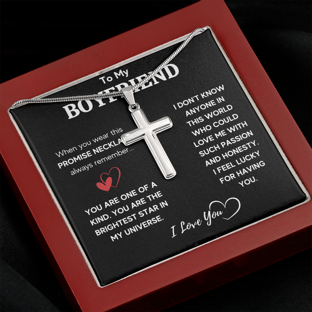 TO MY BOYFRIEND UNIVERSE CROSS NECKLACE GIFT SET
