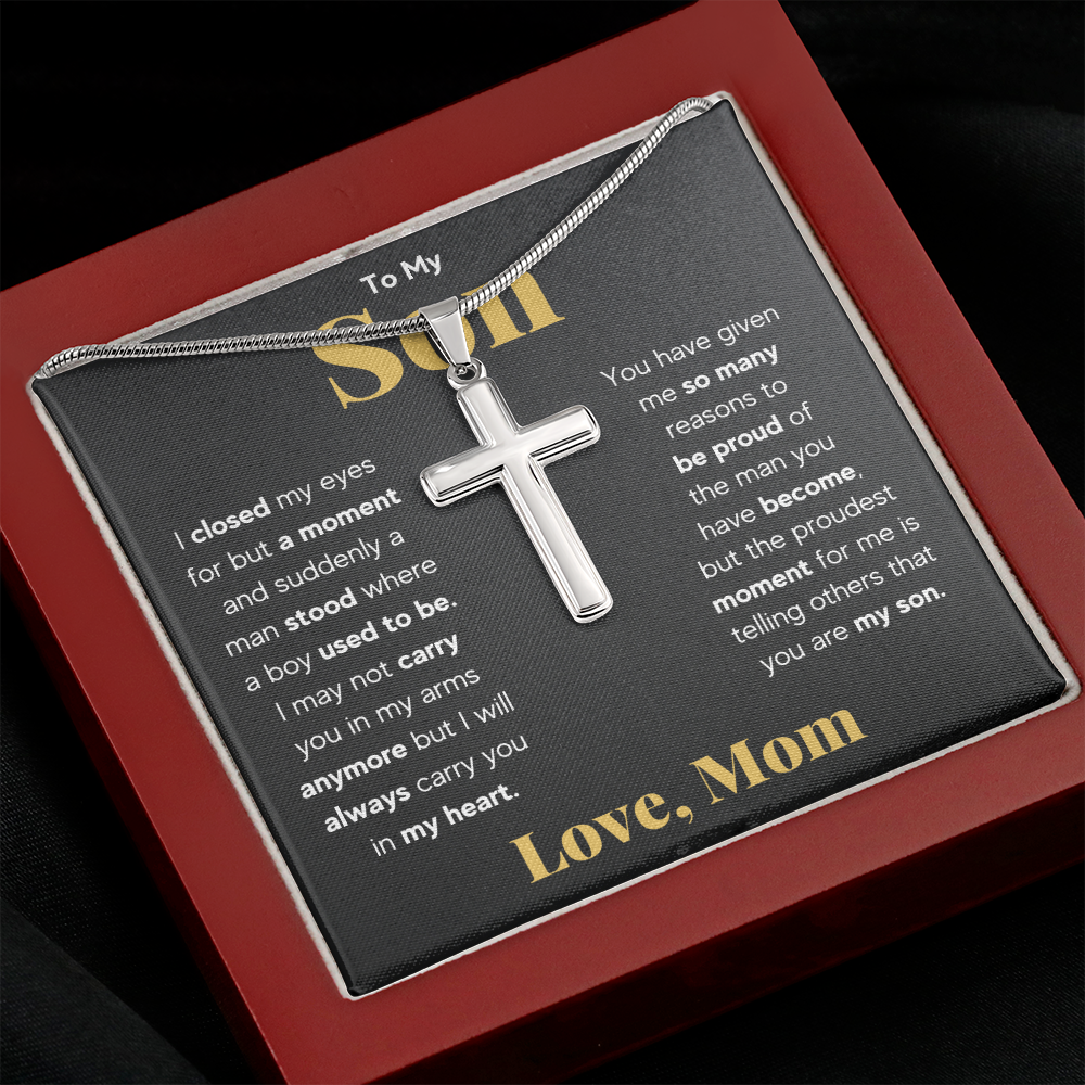 TO MY SON REASONS CROSS NECKLACE GIFT SET