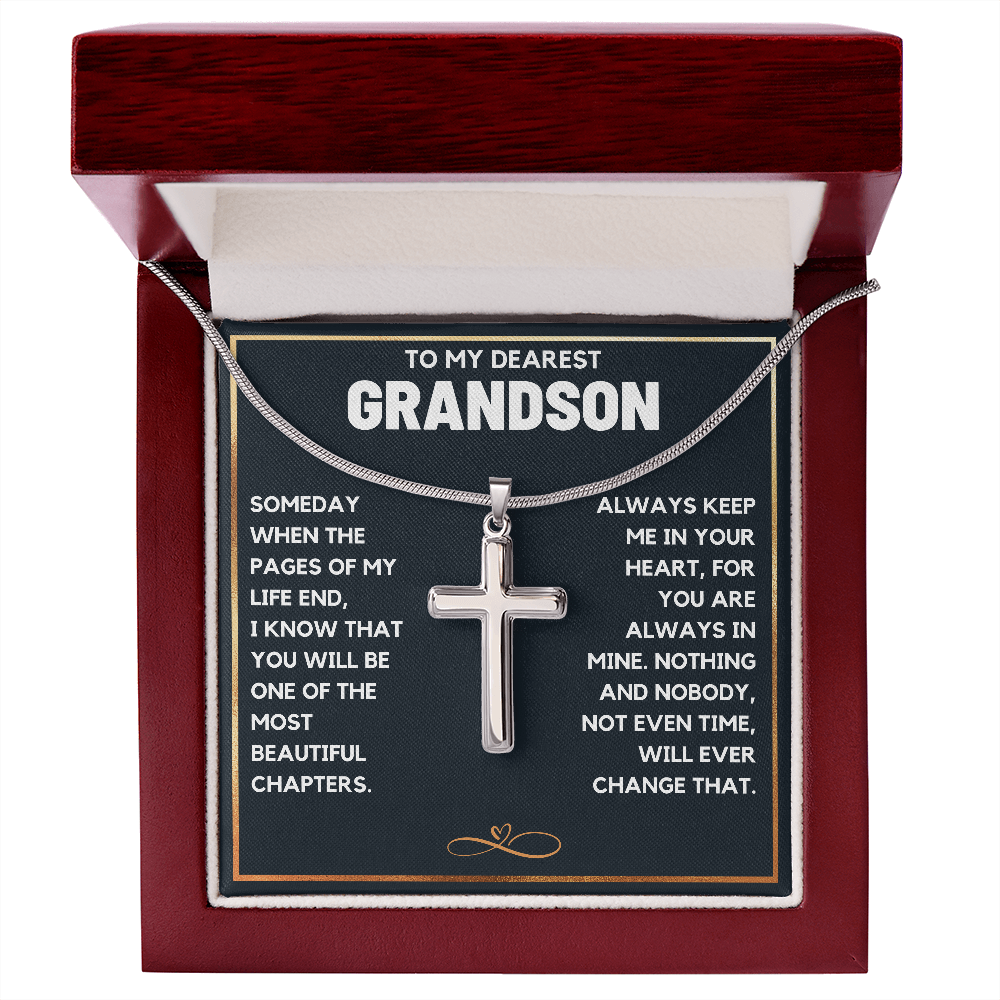 TO MY DEAREST GRANDSON CHAPTERS CROSS NECKLACE GIFT SET