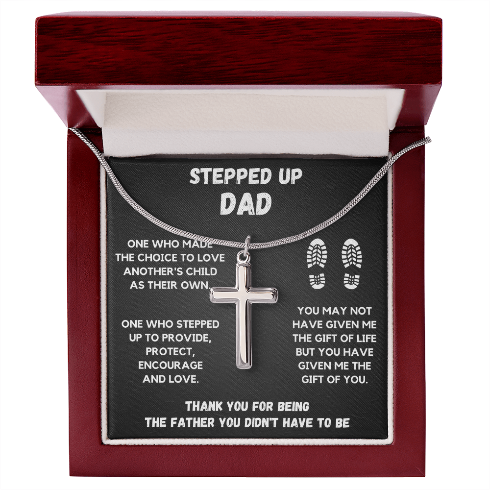 STEPPED UP DAD CROSS NECKLACE GIFT SET