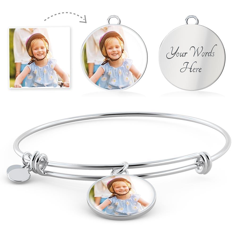 Personalized Circle Pendant Bangle | Upload Your Photo!